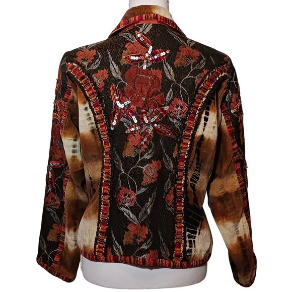 Vintage Sandy Starkman Art to Wear Embellished Mixed Media Blazer Jacket Size M - Picture 7 of 16